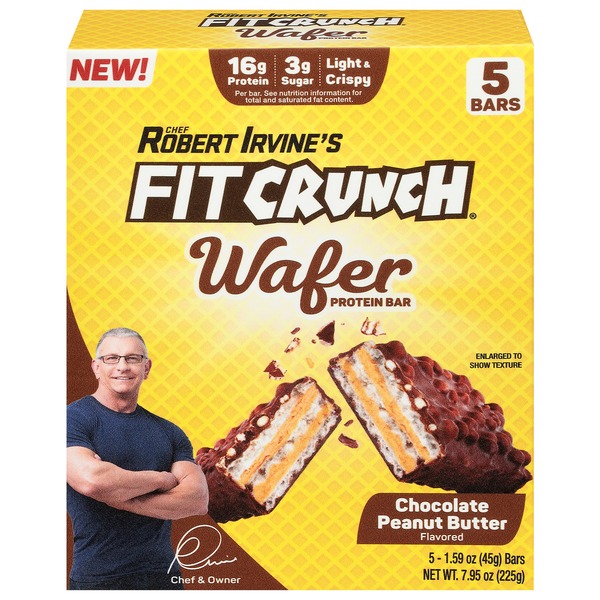 FITCRUNCH Chocolate Peanut Butter Wafer Protein Bar - 5 ct