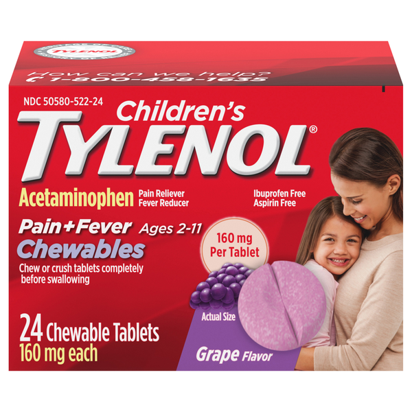 Tylenol Children's Pain + Fever Grape Acetaminophen Chewable Tablets