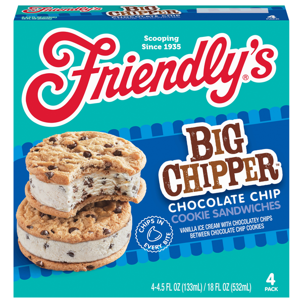 Friendly's Big Chipper Original Ice Cream Cookie Sandwiches - 4 ct