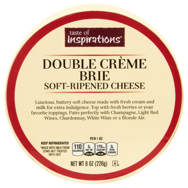 Taste of Inspirations Soft-Ripened Double Creme Brie Cheese Wheel