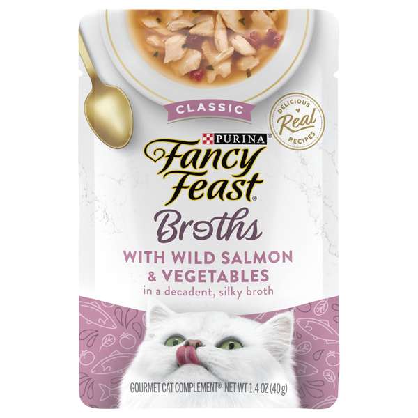 Fancy Feast Broths Cat Complement Classic with Salmon & Vegetables