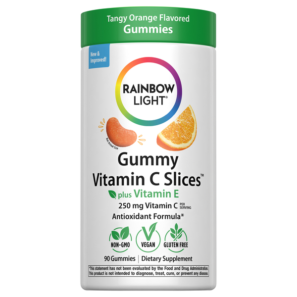 Rainbow Light Tangy Orange Flavor Gummy Vitamin C Slices Plus Vitamin E