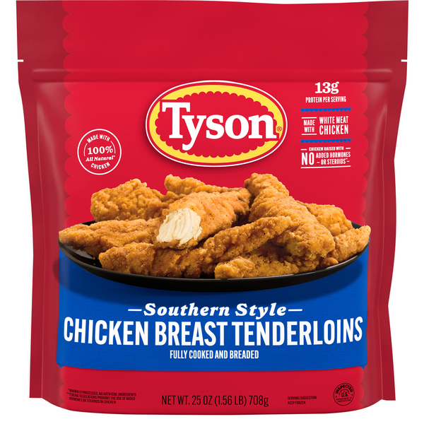 Tyson Natural Southern Style Breaded Chicken Breast Tenderloins Frozen