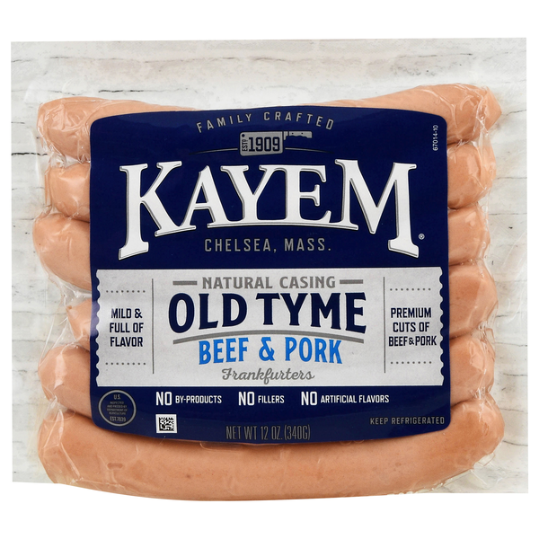 Kayem Natural Casing Old Tyme Beef & Pork Franks- 6 ct