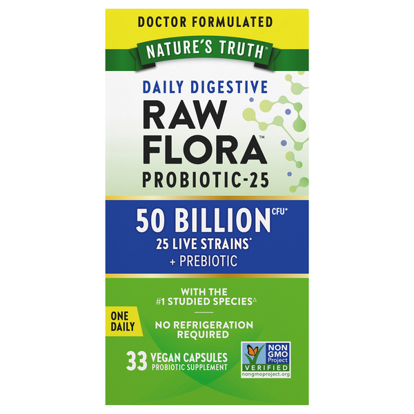 Nature's Truth Raw Flora 50 Probiotic-25 Vegan Capsules