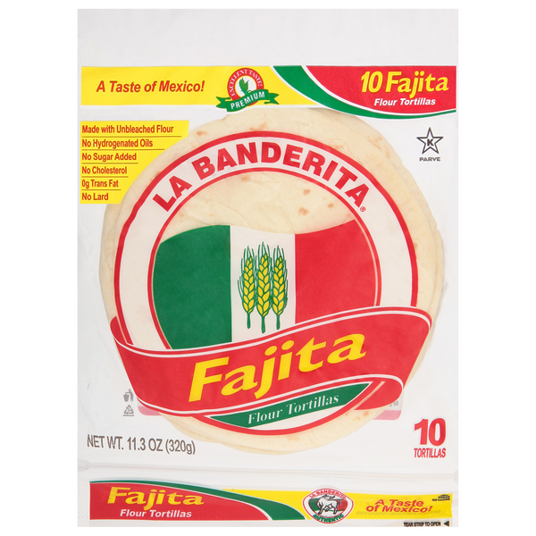 Save on La Banderita Flour Tortillas Fajitas & Soft Taco Size 10 ct