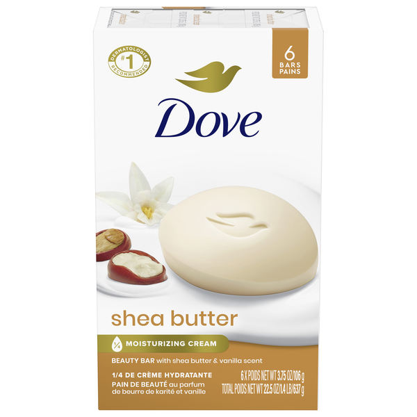 Dove Shea Butter with Vanilla Scent Beauty Soap Bars - 6 ct