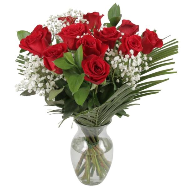 Valentine's Day Red Roses in Vase