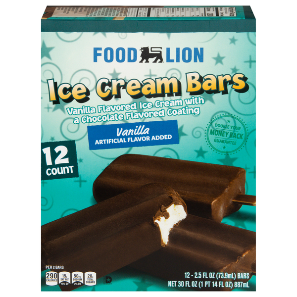 Food Lion Vanilla Ice Cream Bars - 12 ct
