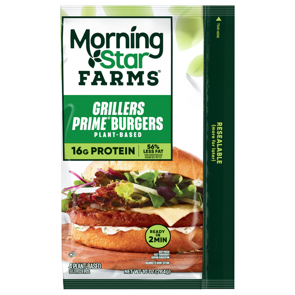 MorningStar Farms Plant-Based Prime Grillers Veggie Burgers - 4 ct Frozen