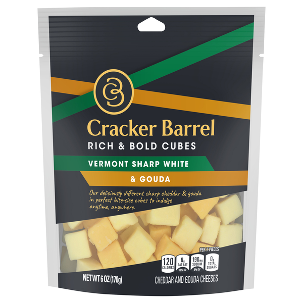 Cracker Barrel Vermont Sharp White Cheddar & Gouda Cheese Cubes