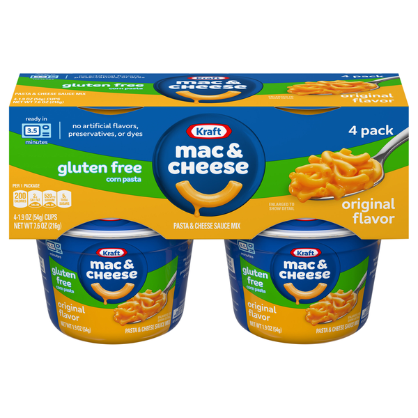 Kraft Gluten Free Original Mac & Cheese Dinner Microwavable Cup - 4 ct