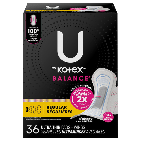 U by Kotex Balance Regular Ultra Thin Pads with Wings
