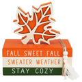 Smart Living Harvest Wood Decor Orange Leaf w/Books
