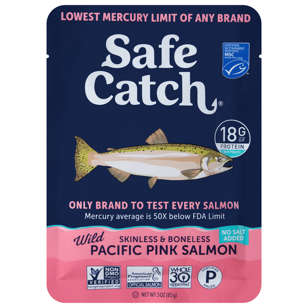 Safe Catch No Salt Added Boneless Skinless Wild Pacific Pink Salmon Pouch