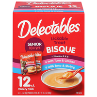 Delectables Bisque Senior 10 yrs+ Variety Pack Lickable Cat Treats - 12 ct
