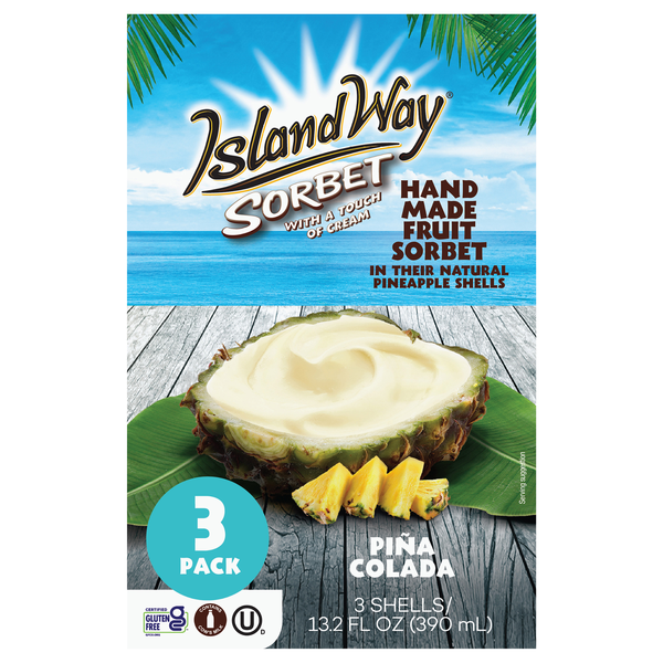 Island Way Pina Colada Sorbet in Pineapple Shells - 3 ct