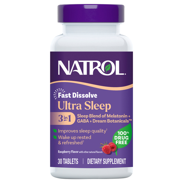 Natrol Raspberry Flavor Ultra Sleep 3-in-1 Fast Dissolve Tablets