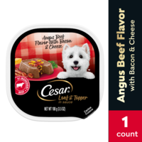 CESAR Loaf & Topper in Sauce Angus Beef Bacon & Cheese Adult Wet Dog Food