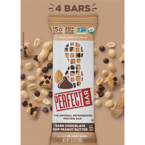 perfect bar dark chocolate chip peanut butter protein bar