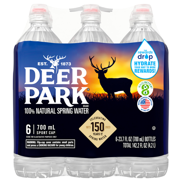 Deer Park 100% Natural Spring Water with Flip Cap - 6 pk