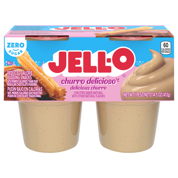 Jell-O Zero Sugar Churro Delicioso Pudding Cups - 4 ct