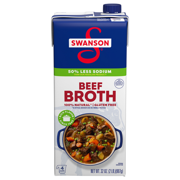 Swanson 100% Natural Gluten Free 50% Less Sodium Beef Broth