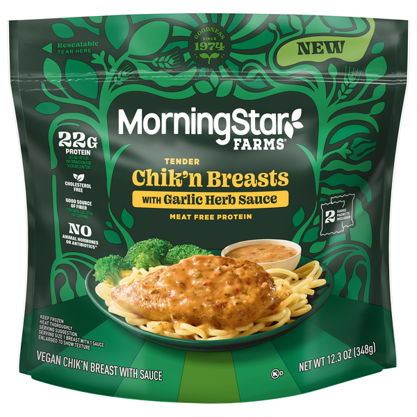 Morningstar Farms Tender Chik'n Breasts with Garlic Herb Sauce Frozen