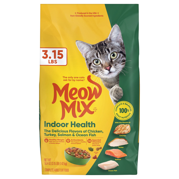 Meow Mix Indoor Health Chicken Turkey Salmon & Fish Adult Dry Cat Food