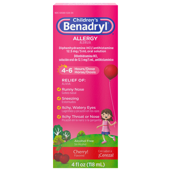 Benadryl Children's Cherry Flavor Allergy Antihistamine Liquid