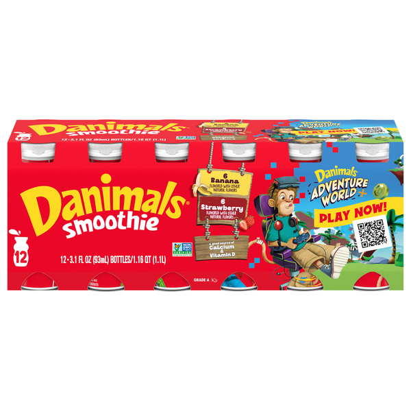 Danimals Smoothie Strawberry & Banana Drink - 12 pk