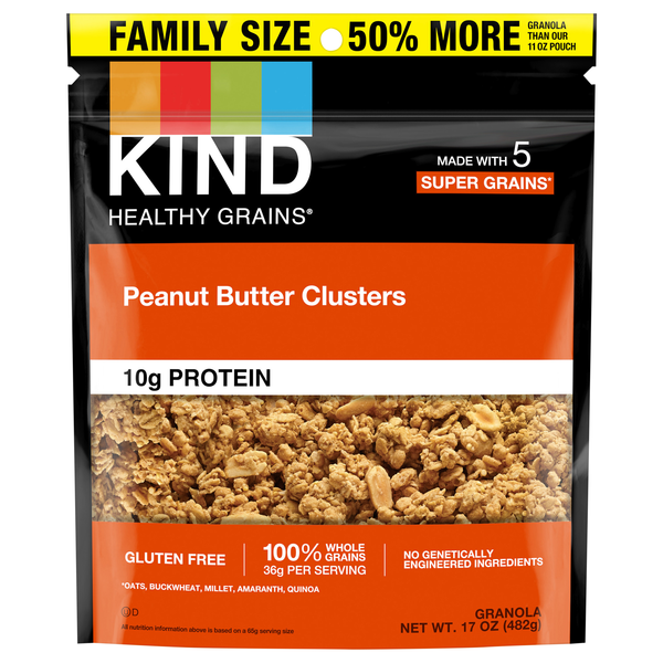 KIND Healthy Grains Gluten Free Peanut Butter Clusters Protein Granola