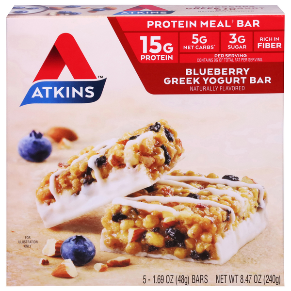 Atkins Blueberry Greek Yogurt Protein Meal Bars - 5 ct
