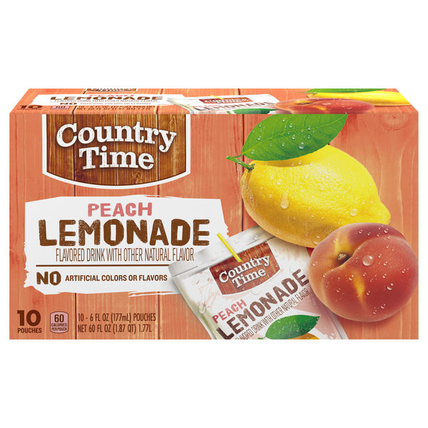 Country Time Peach Lemonade Ready to Drink Pouches - 10 pk