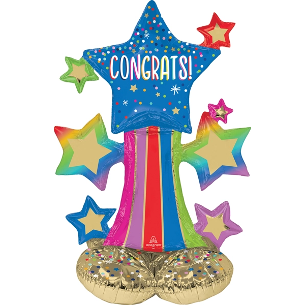 AirLoonz Junior Congrats Star Bursts Decorative Air-Filled Balloon