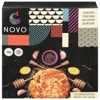 Novo Farmed Ginger Teriyaki Atlantic Salmon Burger Patties - 4 ct Frozen