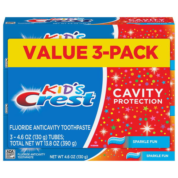 Crest Kid's Fluoride Anticavity Sparkle Fun Toothpaste Value Pack - 3 ct