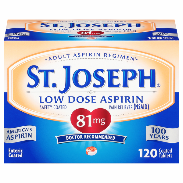 St. Joseph Low Dose Aspirin Regimen 81 mg Pain Relief Coated Tablets