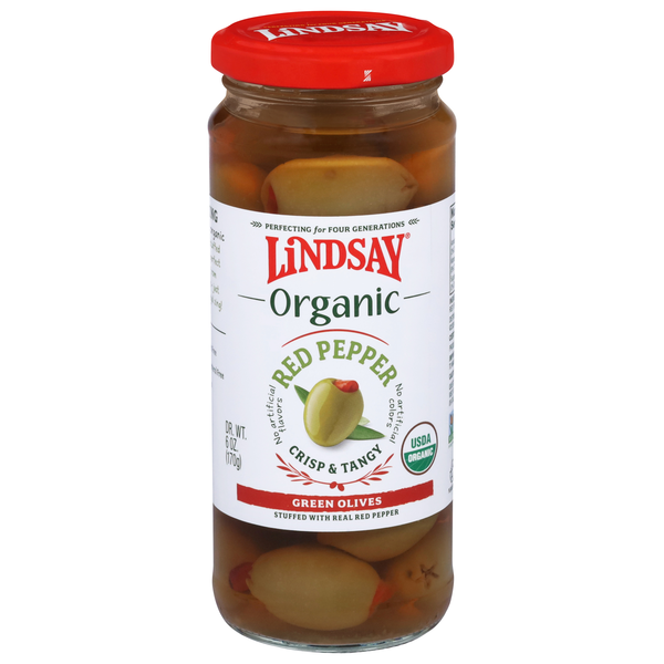 Lindsay Organic Stuffed Red Pepper Green Olives