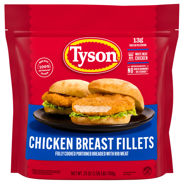 Tyson Natural Breaded Chicken Breast Fillets with Rib Meat Frozen