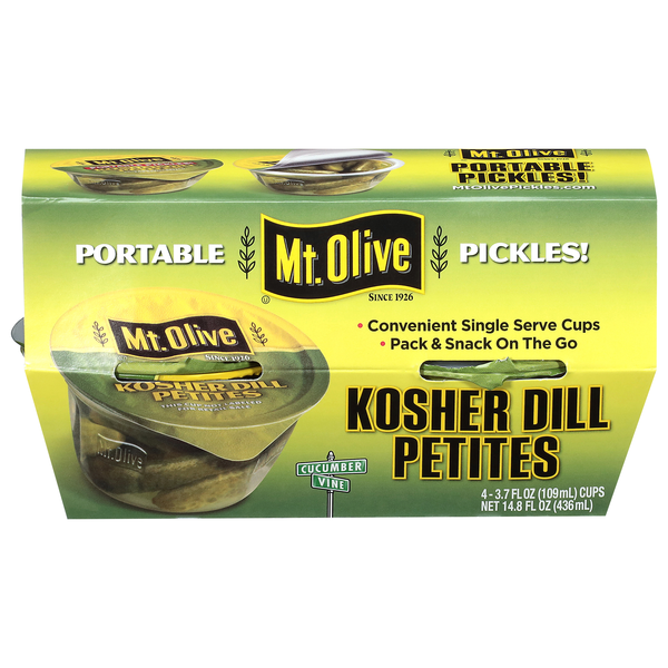 Mt. Olive Kosher Dill Petites Pickles Portable Snack Cups - 4 ct