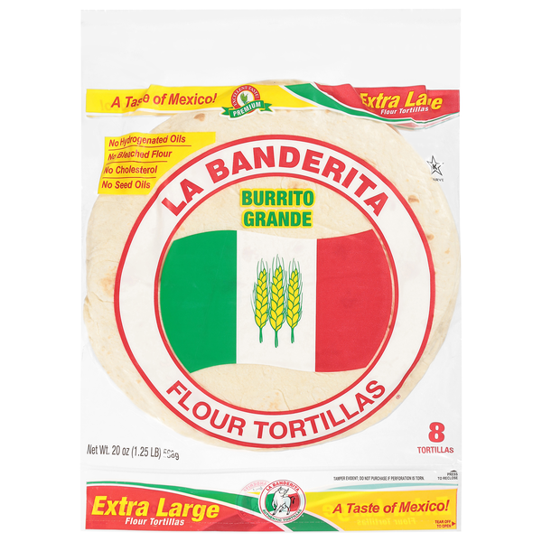 La Banderita Burrito Grande Extra Large Flour Tortillas 10 Inch - 8 ct