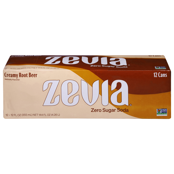 Zevia Caffeine Free Zero Sugar Creamy Root Beer Soda - 12 pk