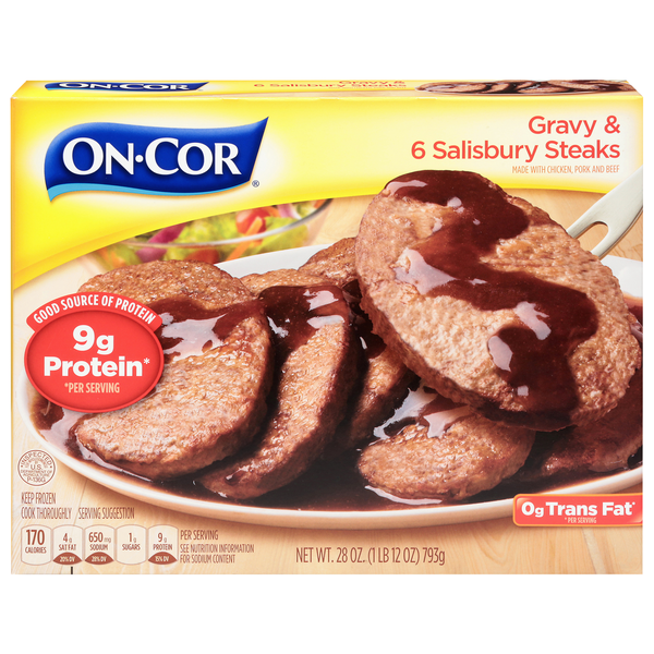 On-Cor Gravy & Salisbury Steaks - 6 ct Frozen Meal