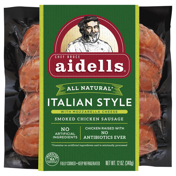 Aidells Natural Italian Style w/Mozzarella Smoked Chicken Sausage - 4 ct