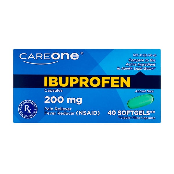 Save on CareOne Ibuprofen Pain Relief 200 mg Softgels Order Online