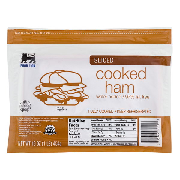 Food Lion Ham Cooked Sliced 97% Fat Free