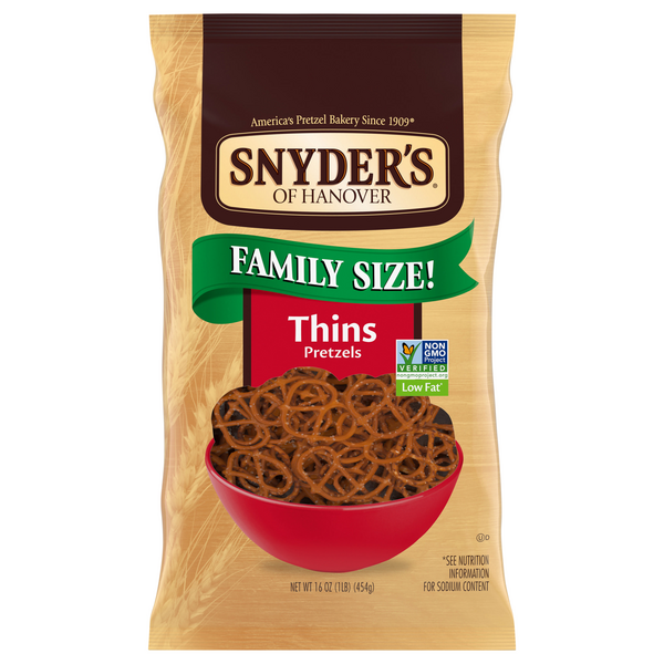 Snyder's of Hanover Low Fat Pretzels Thins Family Size!
