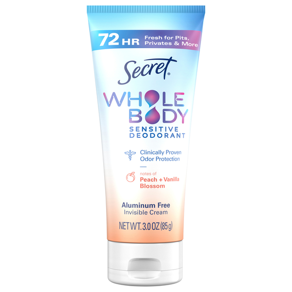 Secret Peach + Vanilla Blossom Aluminum Free Whole Body Deodorant Cream