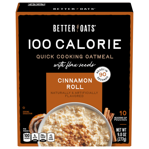 Better Oats 100 Calorie Cinnamon Roll Quick Cooking Oatmeal - 10 ct